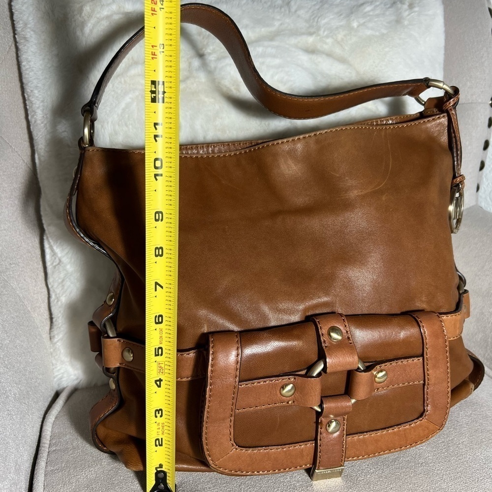 Pre-Owned Michael Kors Genuine Brown Soft Leather Large Shoulder Tote Bag - Picture 10 of 11